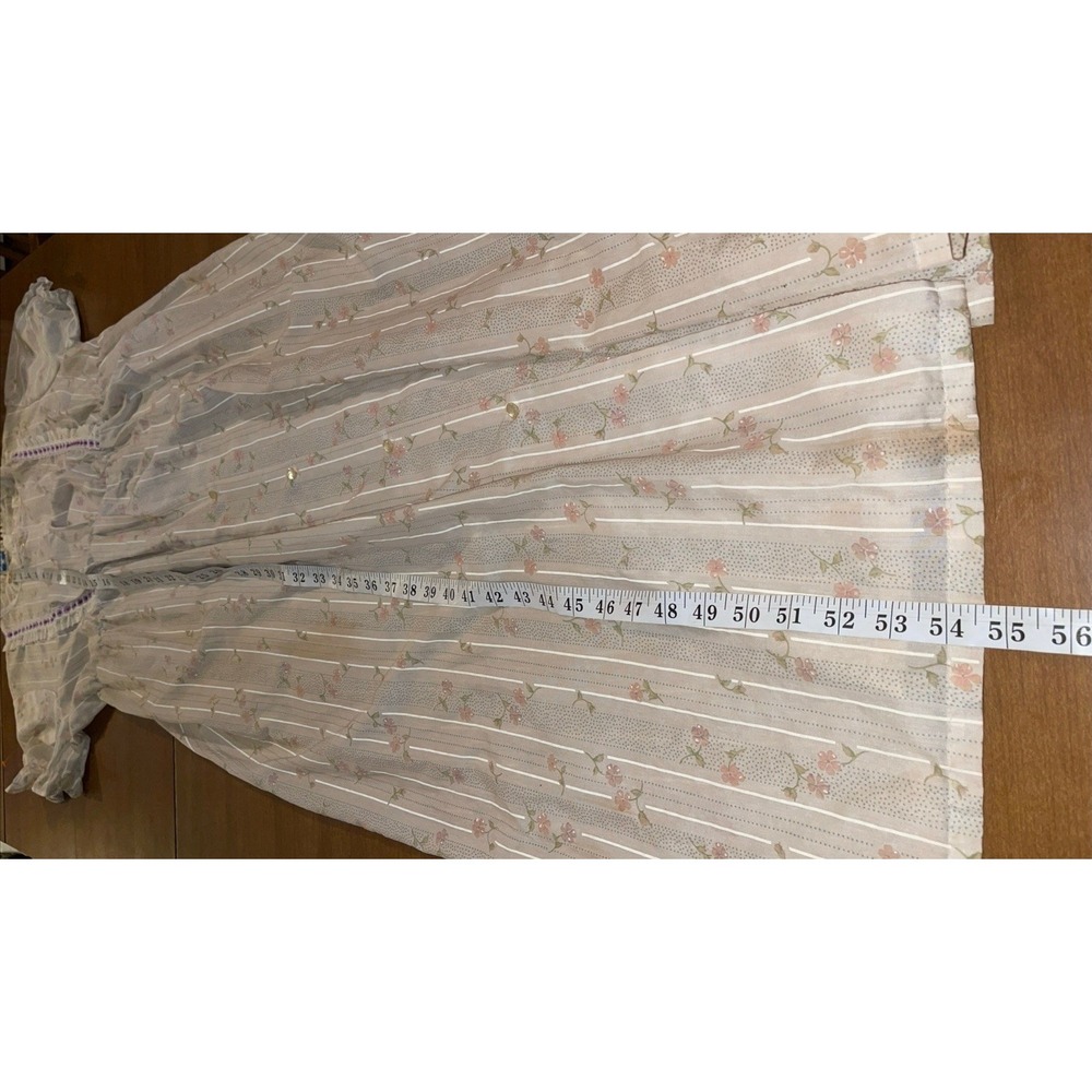 Vintage Long Nightgown Satin Granny Cottagecore Women XXL Flower Detail - Picture 5 of 12